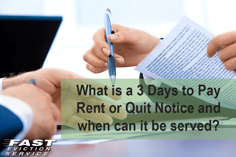 What Is A 3 Days To Pay Rent Or Quit Eviction Notice 